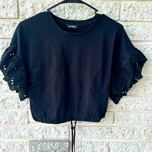 Express Short Eyelet Sleeve Crop Top